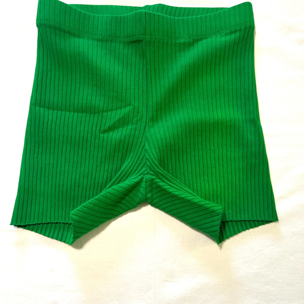 Cotton Citizen Vibrant Green Ribbed Bike Shorts